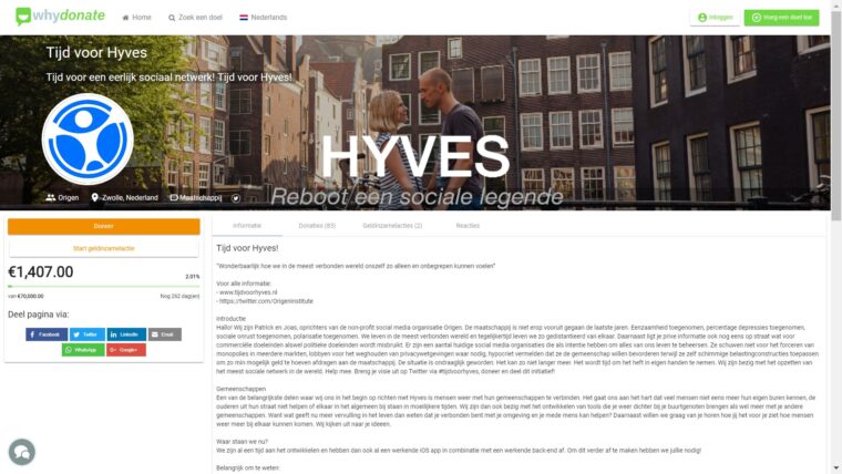 Crowdfunding Hyves op whydonate